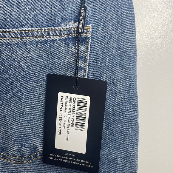 NWT Pretty Little Thing Knee Rip Light Wash Mom Jeans US Size 6 - Picture 10 of 15